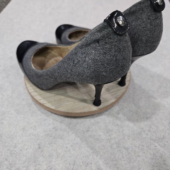 🐢 Michael Kors Presseley Cap Toe Flannel Stiletto Heel Pump Size 6.5 - Picture 8 of 13